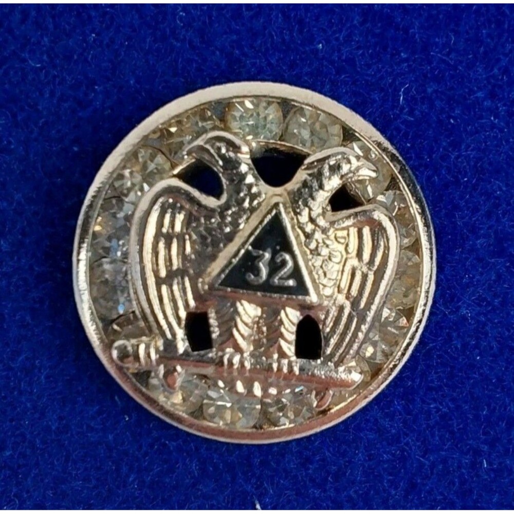 Masonic Scottish Rite 32nd Degree Double Eagle Head Tie Pin Tack Mason